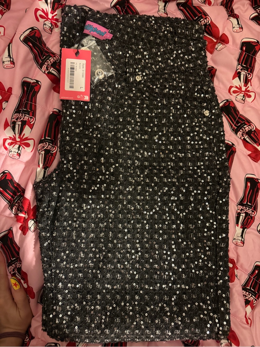 Edikted Nyah Sequin Loose Fit Jeans